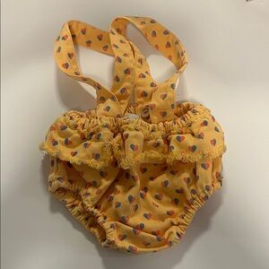 Yellow Heart Print Baby Romper